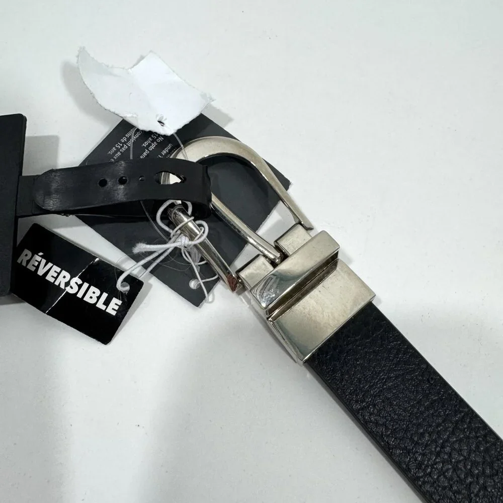 Minicci Women’s Size Large XL Black Dark Brown Reversible Faux Leather Belt New